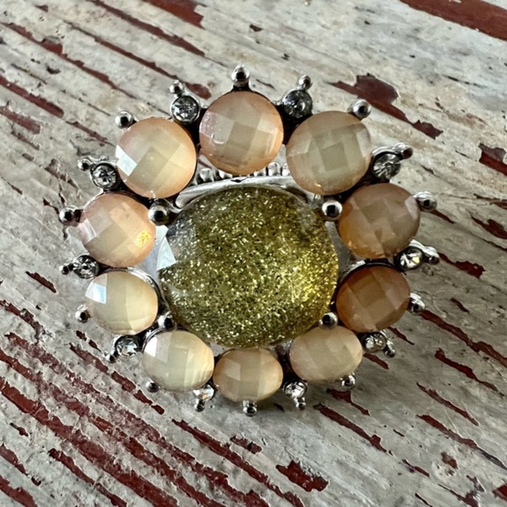 Pink and Gold Flower Stretch Ring